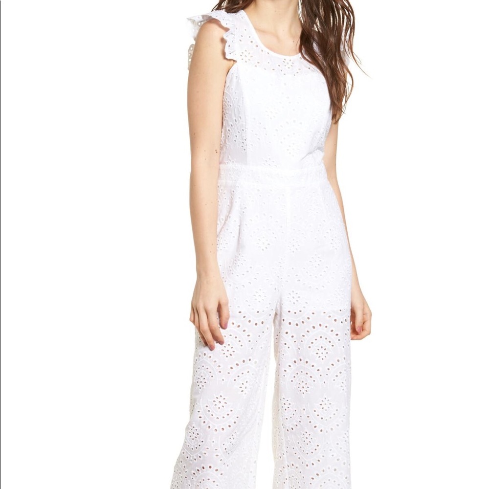 Leith white eyelet jumpsuit